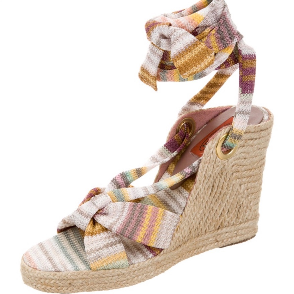 MISSONI Striped Espadrille Wedges